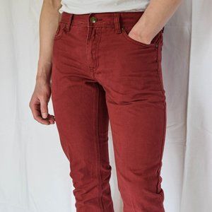 Dark Red Slim-Straight Chino Pants